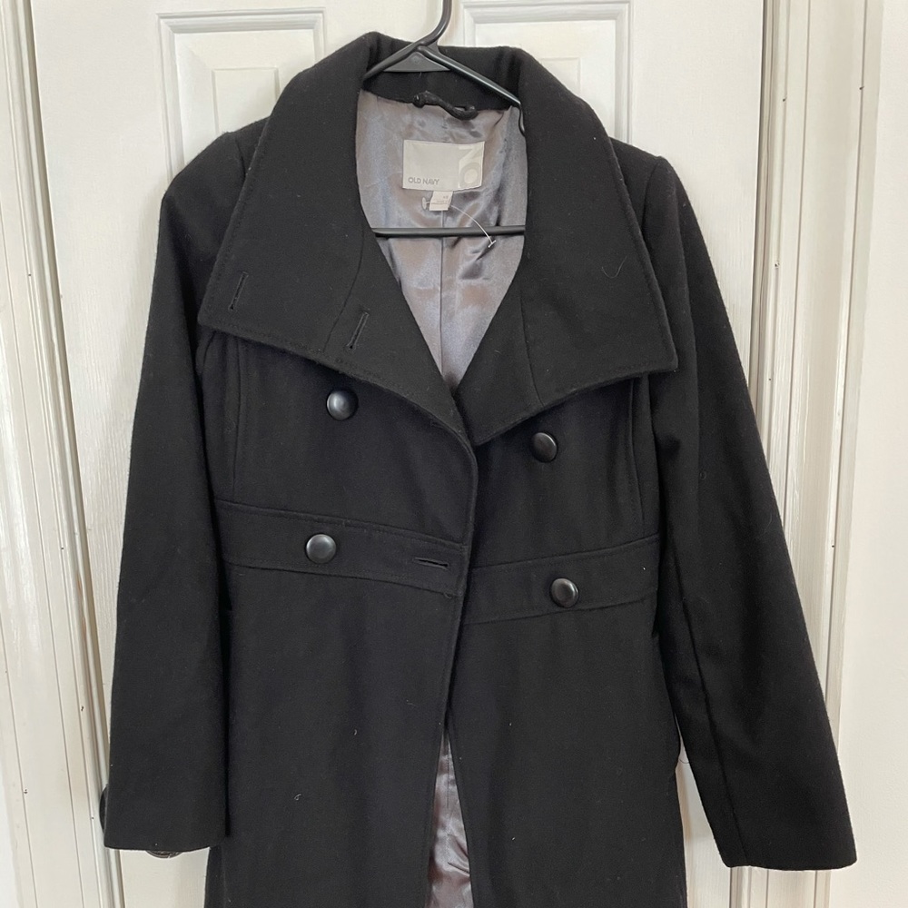 Black Trench-style Peacoat